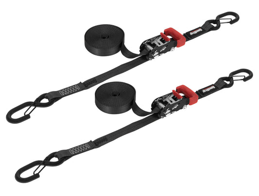 Speed Strap 1″ x 15′ Ratchet Tie Down w/ Snap ‘S’ Hooks (2 Pack)