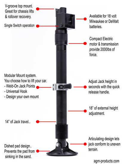 Electric ATV/UTV Jack Assembly 2,000 Lb Capacity DeWalt Battery Powered AGM Products