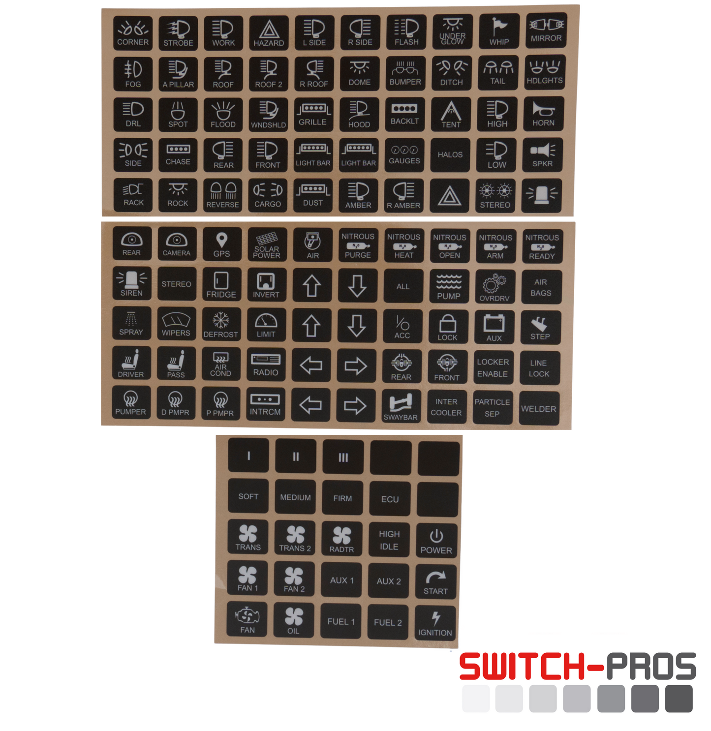 Horizontal Switch Legends for Switch-Pros System