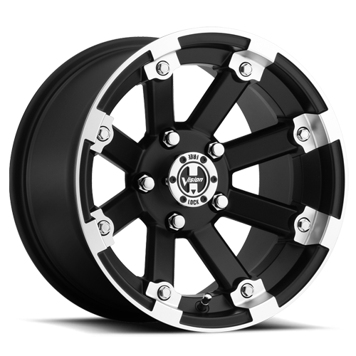 Vision Lock Out Wheel 5x4.5 Matte Black with Machined Lip - 393