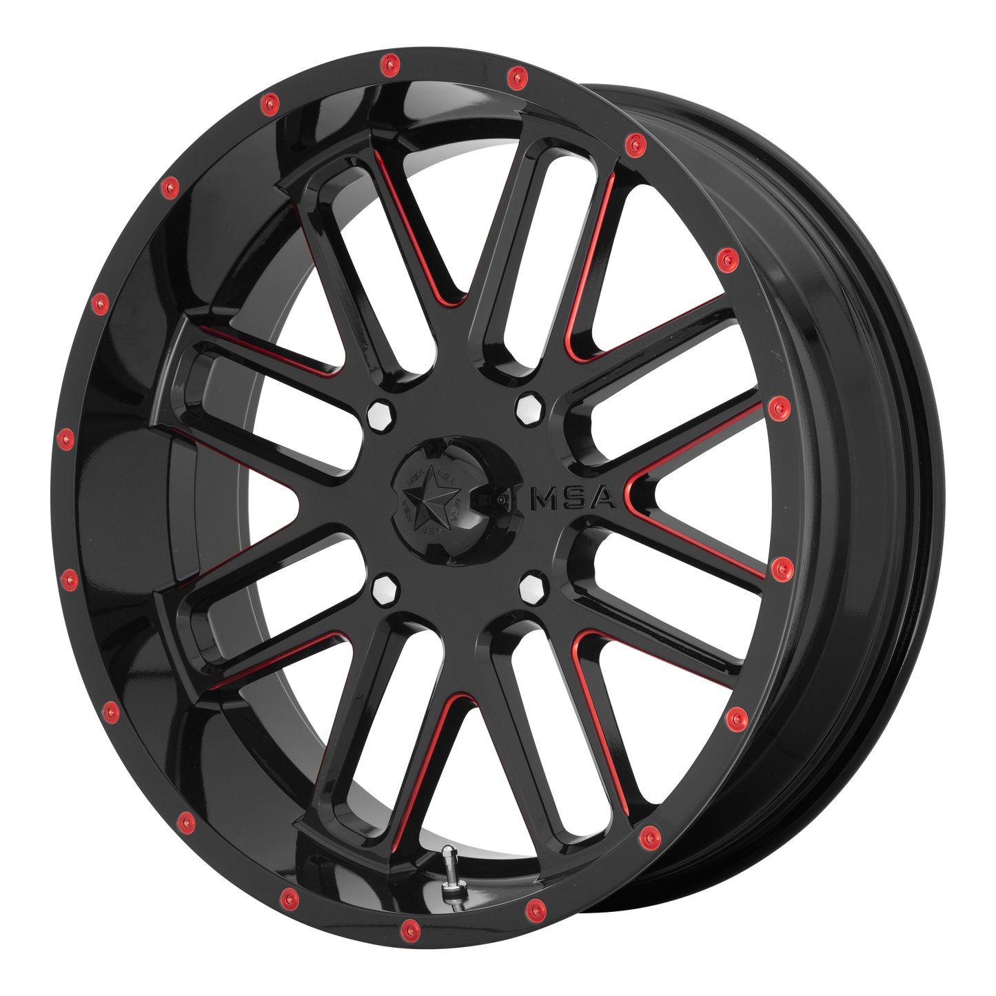 MSA Offroad M35 Bandit Wheel 4x156 Gloss Black Milled with Red Tint