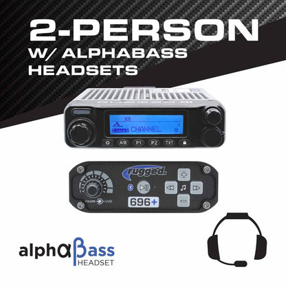 Rugged Radios  2 Person - 696 PLUS Complete Communication Intercom System - with ALPHA BASS Headsets