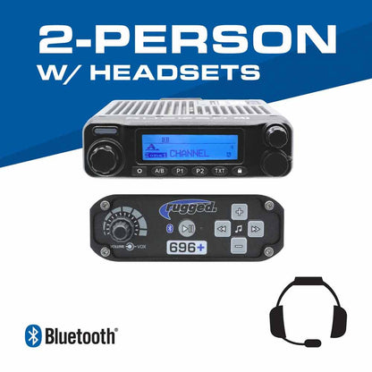 Rugged Radios 2 Person -  696 PLUS Complete Communication Intercom System - with Ultimate Headsets