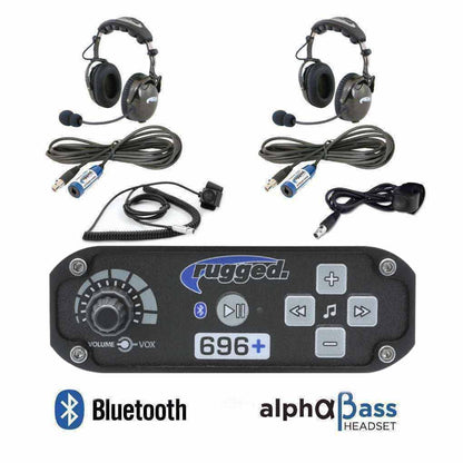 Rugged Radios  2 Person - RRP696 PLUS Bluetooth Intercom System with AlphaBass Headsets