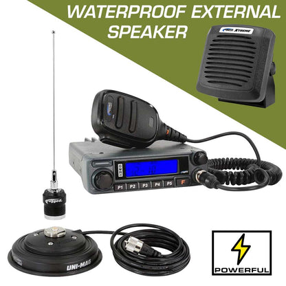 Rugged Radios Adventure Radio Kit - GMR45 Powerful GMRS Mobile Radio Kit and External Speaker