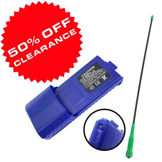 Rugged Radios BUNDLE - Long Range Upgrade for V3 , RH5R Handheld Radios - Long Range Antenna and XL Battery