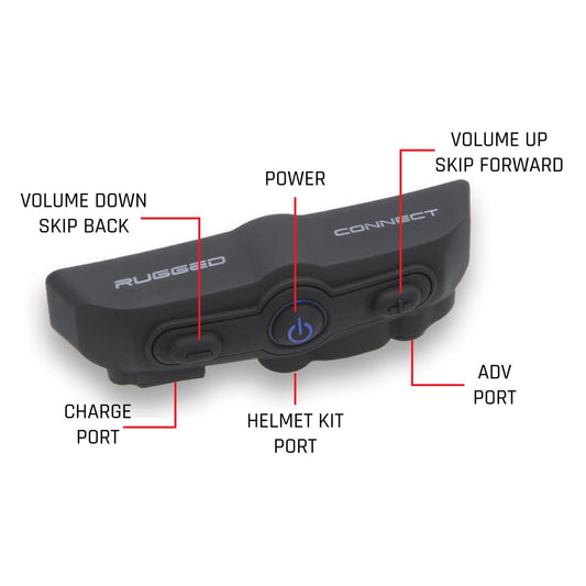 Rugged Radios Connect BT2 Bluetooth Headset for Motorcycle Helmet