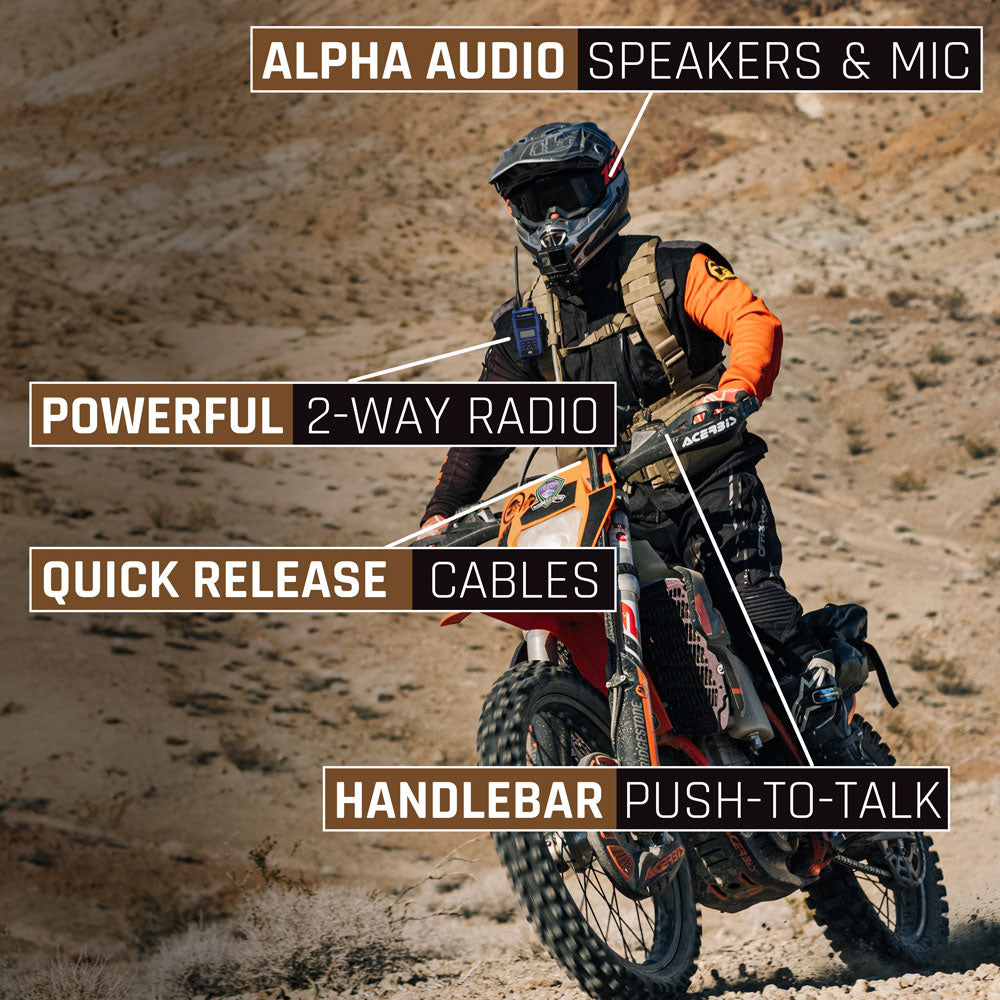 Rugged Radios Moto Max Kit With R1 Digital Radio - Helmet Kit, Harness, and Handlebar Push-To-Talk