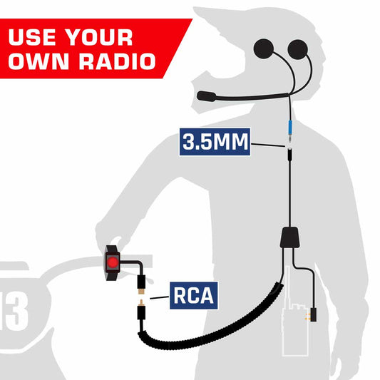 Rugged Radios SUPER SPORT Moto Kit Without Radio - Includes Helmet Kit, Harness, and Handlebar Push-To-Talk