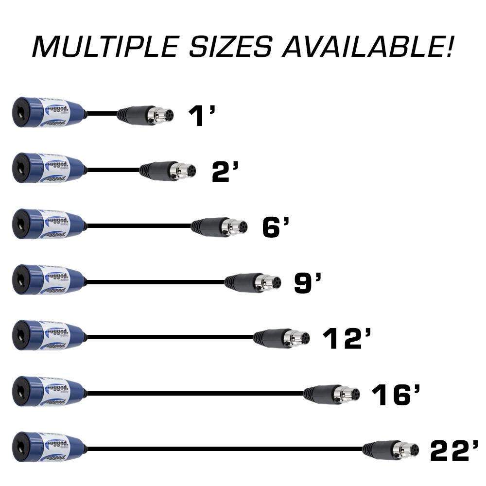 Rugged Radios OFFROAD Straight Cable to Intercom (Select Length)