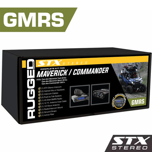 Rugged Radios POWERHOUSE 45-Watt GMRS Radio - Can-Am Commander STX STEREO Complete UTV Communication Intercom Kit