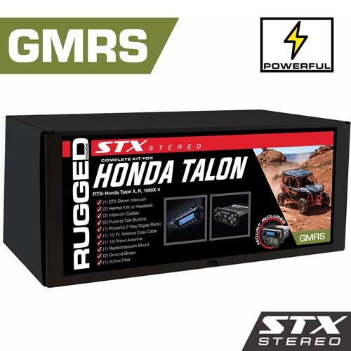 Rugged Radios POWERHOUSE 45-Watt GMRS Radio - Honda Talon STX STEREO Complete UTV Communication Intercom Kit