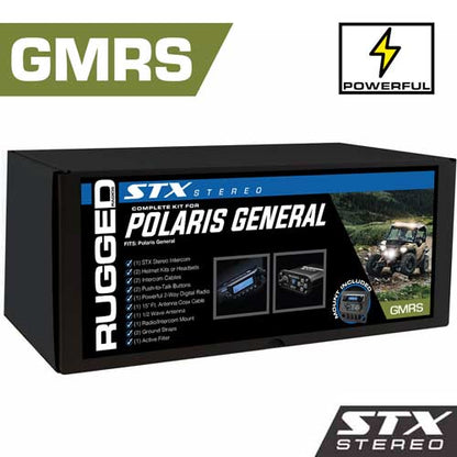 Rugged Radios POWERHOUSE 45-Watt GMRS Radio - Polaris General STX STEREO Complete UTV Communication Kit