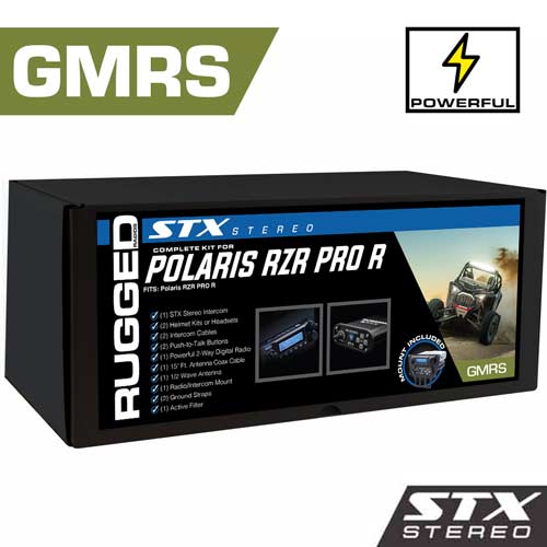 Rugged Radios POWERHOUSE 45-Watt GMRS Radio - Polaris RZR PRO XP, RZR Turbo R, and RZR PRO R STX STEREO Complete UTV Communication Kit