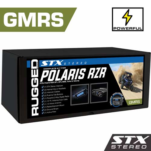 Rugged Radios POWERHOUSE 45-Watt GMRS Radio - Polaris RZR STX STEREO Complete UTV Communication Kit