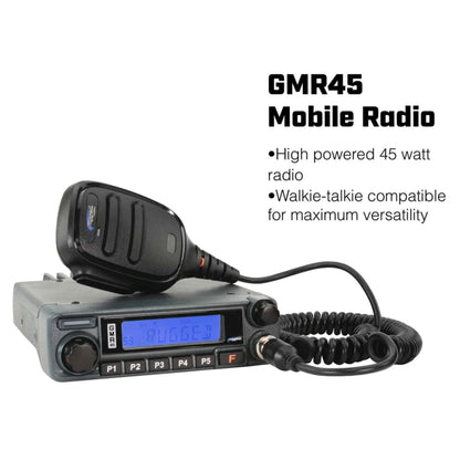 Rugged Radios POWERHOUSE 45-Watt GMRS Radio - Yamaha YXZ STX STEREO Complete UTV Communication Kit