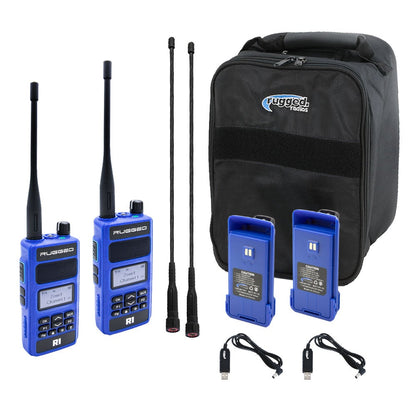 Rugged Radios Ready Pack - DOS Radios R1, Radio 2 Metros Walkie Talkie - Digital y Análogo ESP - By Radios