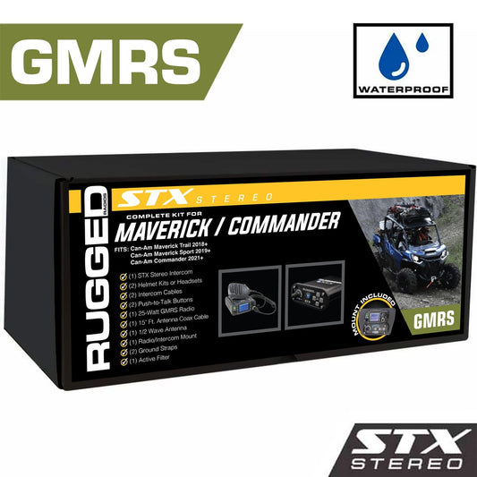 Rugged Radios Waterproof GMRS Radio - Can-Am Commander STX STEREO Complete UTV Communication Intercom Kit